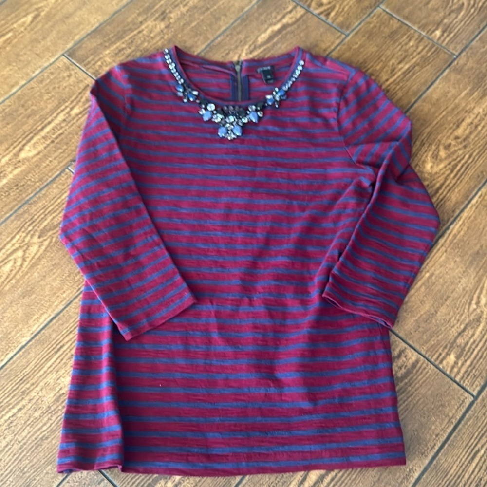 J Crew stripe Shirt with beads